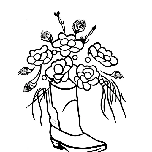 Cowboy Boot With Flowers Coming Out Of It