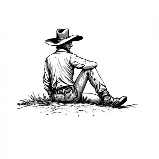 Cowboy Sitting Upright With His Back Against A Tree Hat Covering His Face