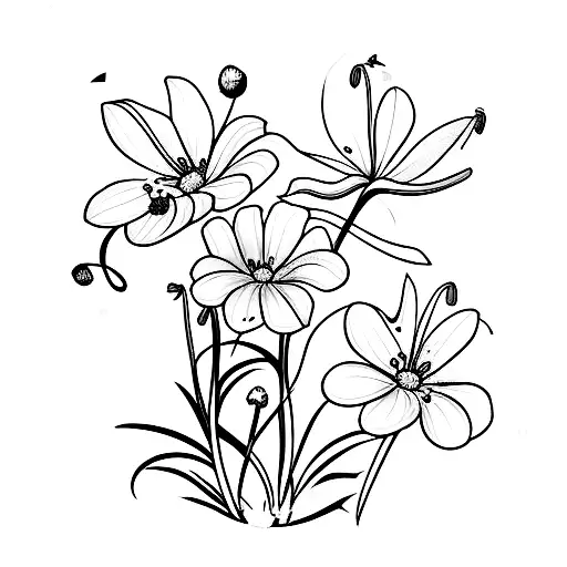 Lily Of The Valley And Cosmos Flower In A Bunch