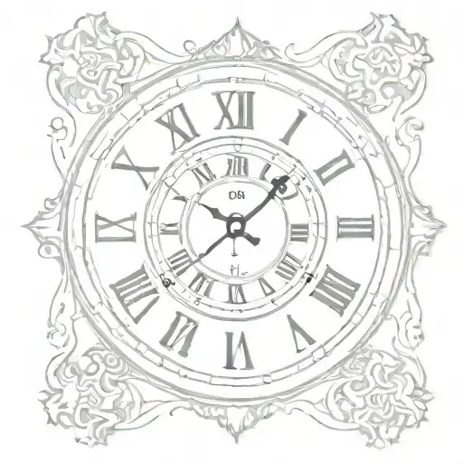 A Minimalist Clock Face Surrounded By Elegant Scrollwork