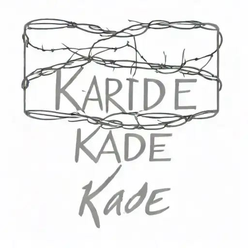 Barbed Wire Line With The Name Kade In The Middle Of The Barbed Wire