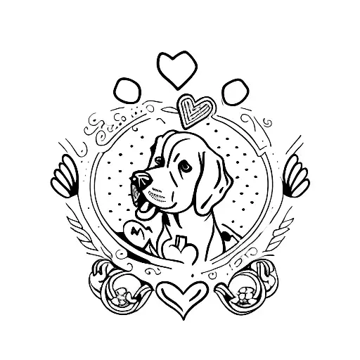 Dog With Heart And Paw