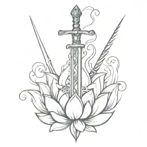 Sword With Water And Lotuses Dragon