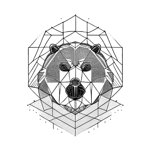 Abstract Geometric Representation Of A Grizzly Bear