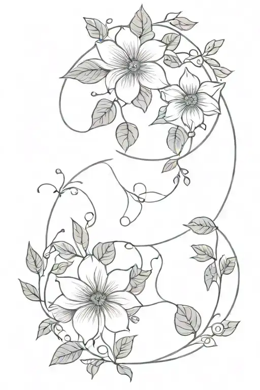 Moon Phases Flowers Ivy Vines