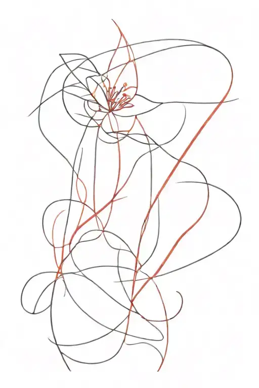 Delicate Red Line Art