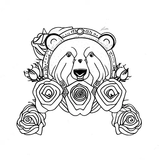 Celestial Bear Surrounded By Roses