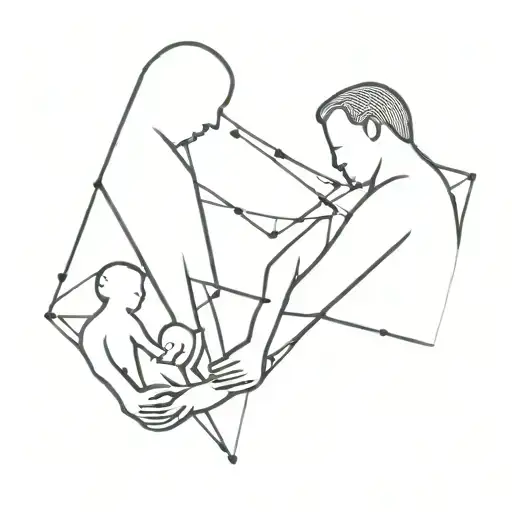 A Minimalist Geometric Design Representing The Bond Between A Father And His Children