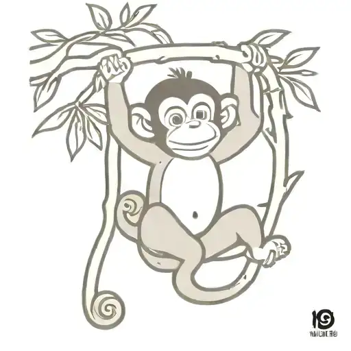 Goofy Baby Monkey Hanging From A Branch