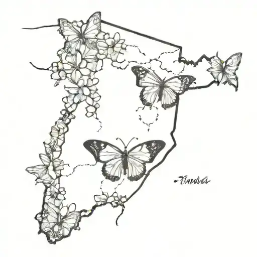 Florida Map With Broken Winged Butterfly Resting Peacefully