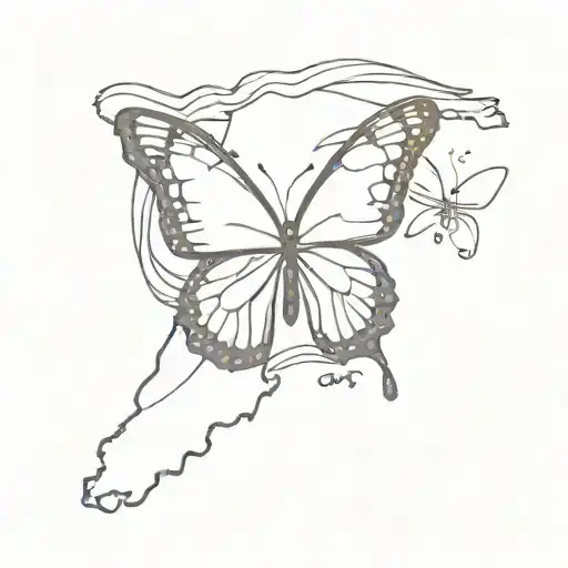 Florida Map With One Broken Wing Butterfly Resting Peacefully