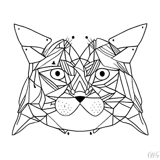 Two Black Cats Facing Each Other In Outline Style
