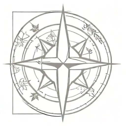 Compass Rose With Canadian And New Zealand Flags