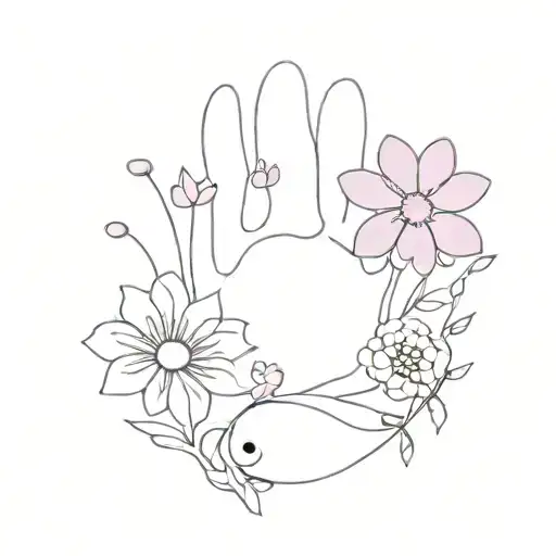 Small Tattoo Lilac Daisy Fish Small Cat Paw Print