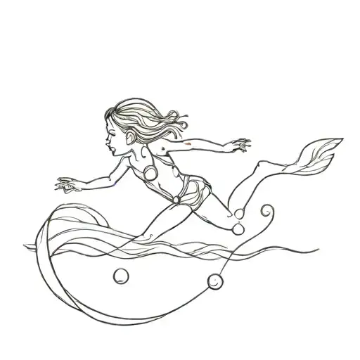 Little Girl Swimming In The Ocean