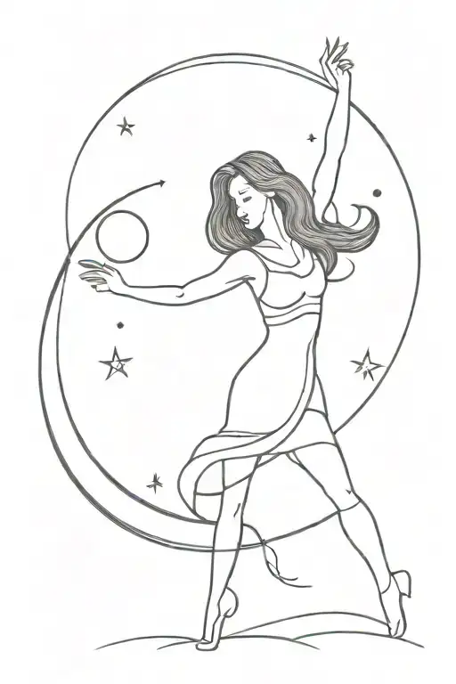 Girl Dancing With Moon Shining