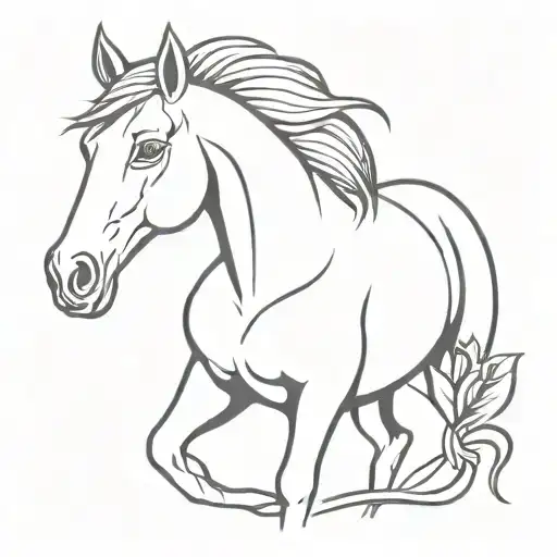 Horse With Breast Cancer Ribbon Around It's Neck