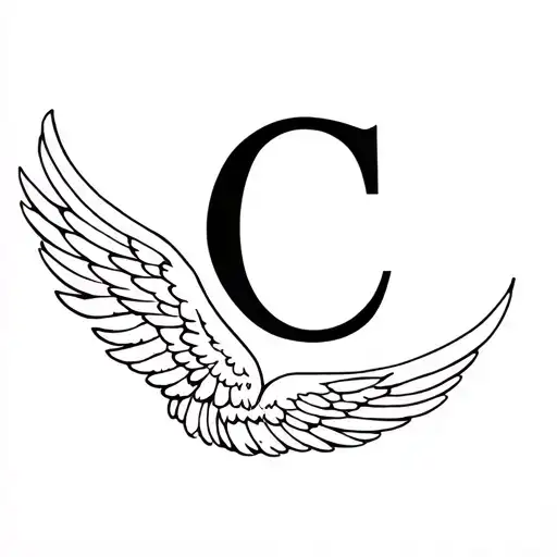 Letter C And Angel Wing