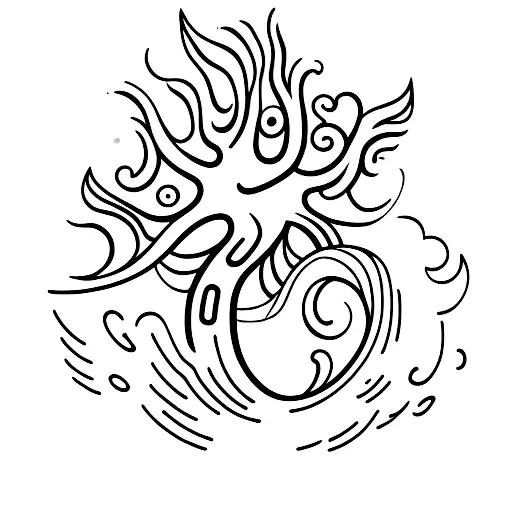 A Palm Tree Shaped Like A Guitar With Waves Crashing Around It