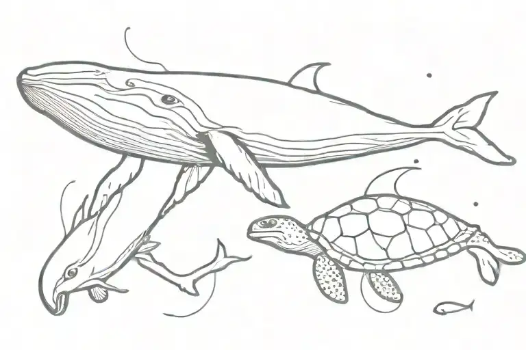 A Whale And A Turtle Top Bottom Swimming