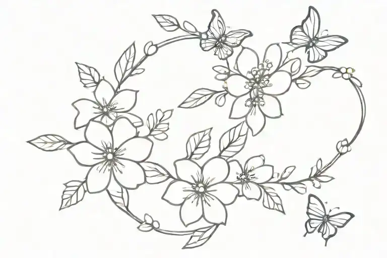 I Wanted A Tattoo With Flowers In The Shape Of A Bracelet And Butterflies