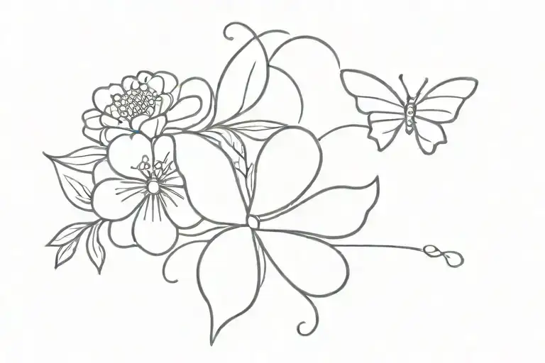 I Wanted A Line Tattoo That Had Butterflies And Flowers