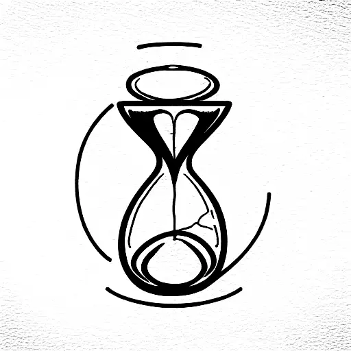 Hourglass With Skeleton Dissolving To Dust Holding A Book