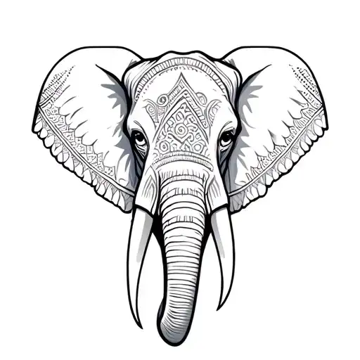 Elephant Head With South African Patterns Inspired