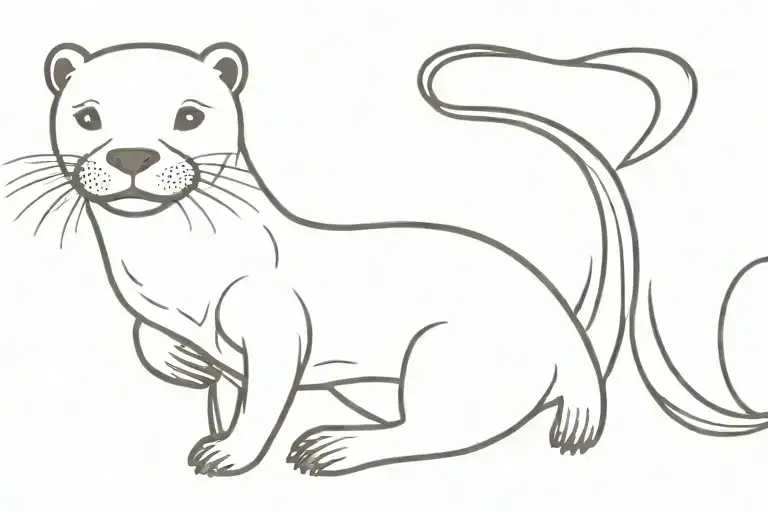 Single Otter In Fine Line