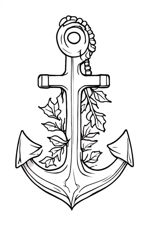 Anchor With Key And Oak Leaves In Dotort And Finline