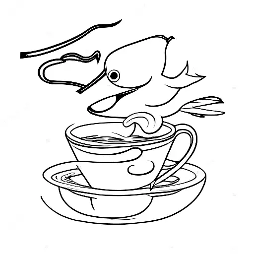 Bird Drinking From A Cup Of Coffee Oneline