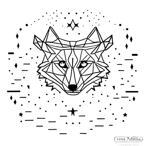 A Minimalist Tattoo Of A Wolf And Cheetah Depicted As Constellations In The Night Sky