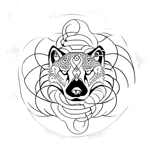 A Minimalist Tattoo Of A Wolf And Cheetah Intertwined In A Yin And Yang Symbol