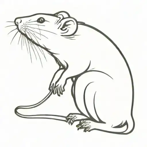 Print A Tattoo Where White Rat Gently Bites The Ear Of The Black Rat