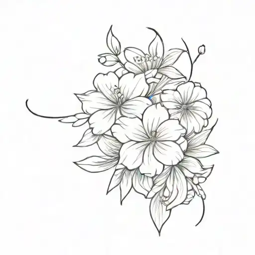 July April February Birth Flower Bouquet Tied