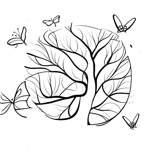 Orange Tree With Butterflies