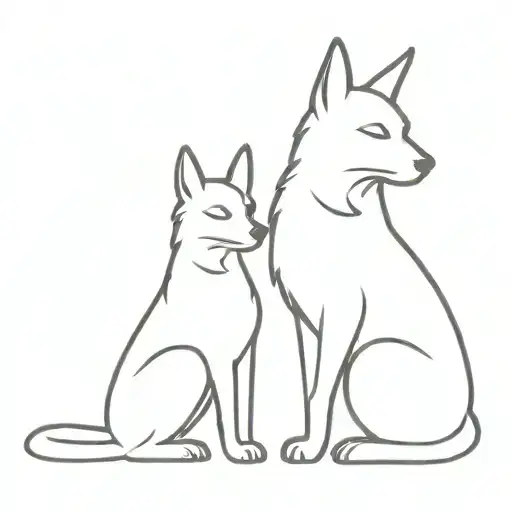 Silhouette Of A Dog And A Cat Surrounded By Wings