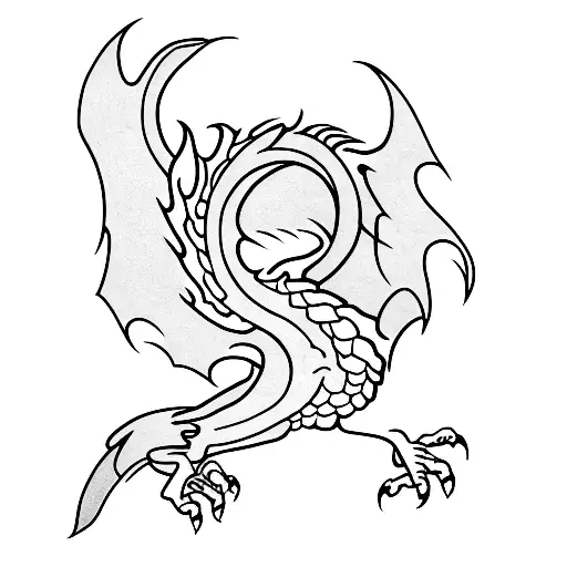 Unit-v Tattoo Word With A Dragon Wrap Around It