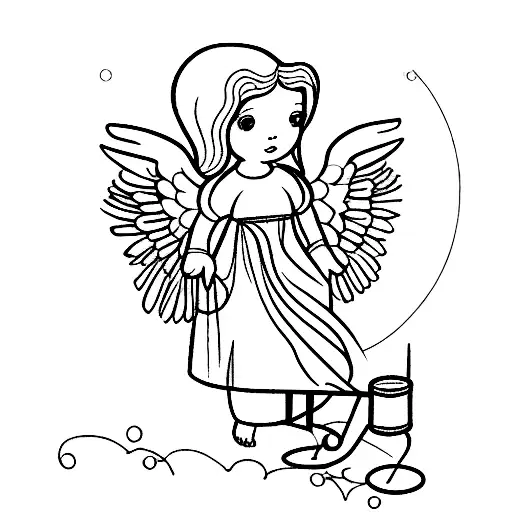 An Angel Holding A Sewing Machine