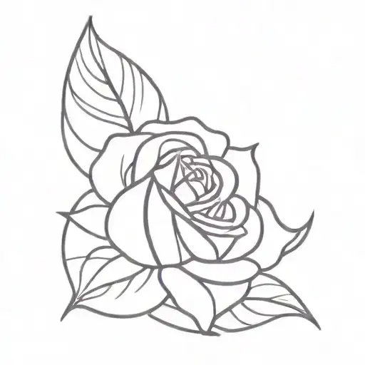 Rose With A Purple Ribbon As A Leaf Intertwined