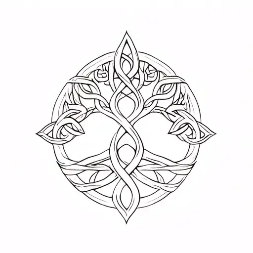 Celtic Tree Of Life With Celtic Infitiy Knot Intertwined
