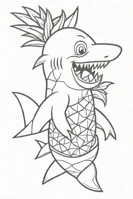 Cartoon Shark In A Pineapple Costume Standing