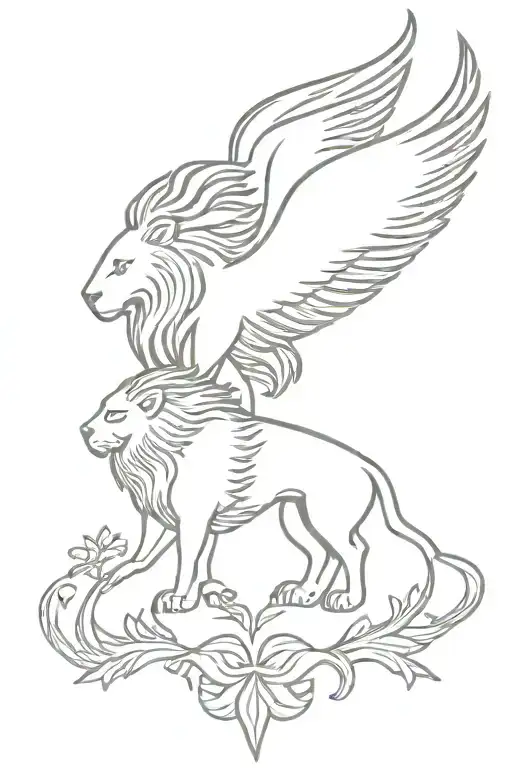 Lion And Phoenix Tattoo
