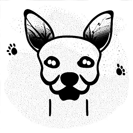 Dog With Silhouette Of Flowers Tattoo