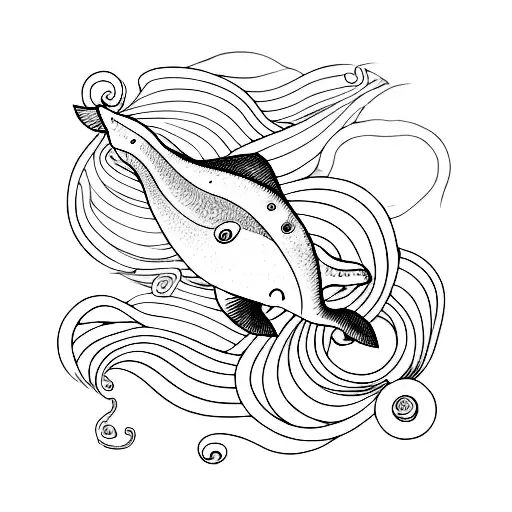 A Tattoo Capturing The Essence Of The Beach With Sea Creatures In Dotwork Style