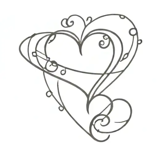 Heart Phone Music Note Intertwined Tattoo