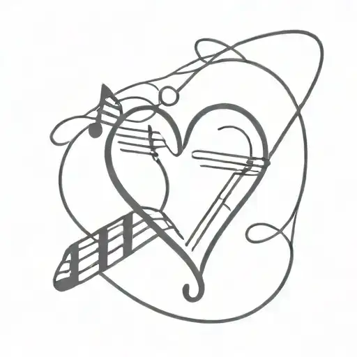 Heart Music Phone Tattoo