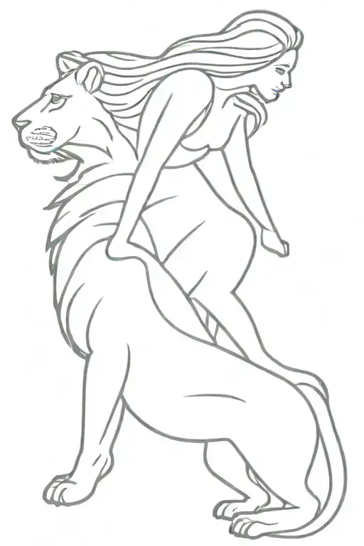 Woman Riding Lion