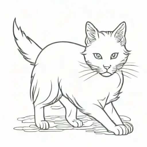 White Turkish Angora Cat Tattoo Design