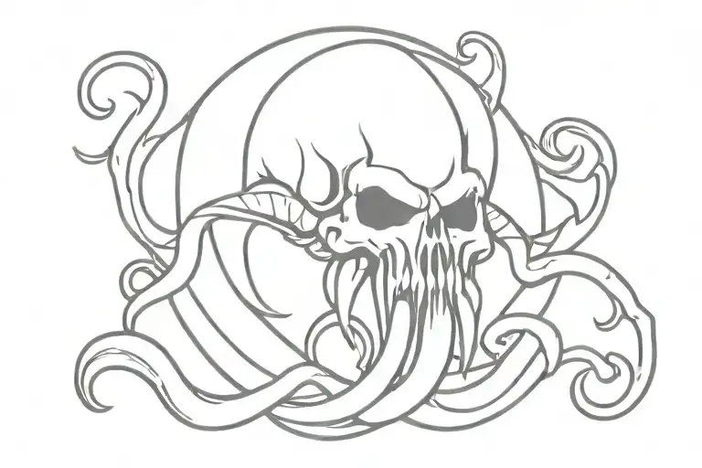 Kraken Whit Skulls